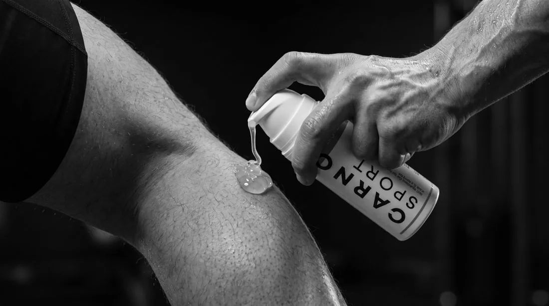 Pumping Carnosport gel onto a knee